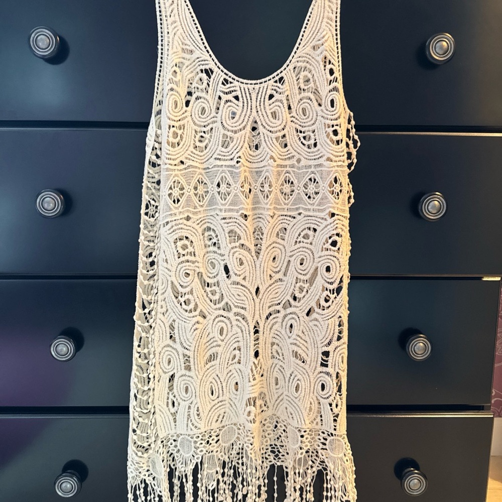 Elegant Cream Crochet Swim Cover-Up. NWOT